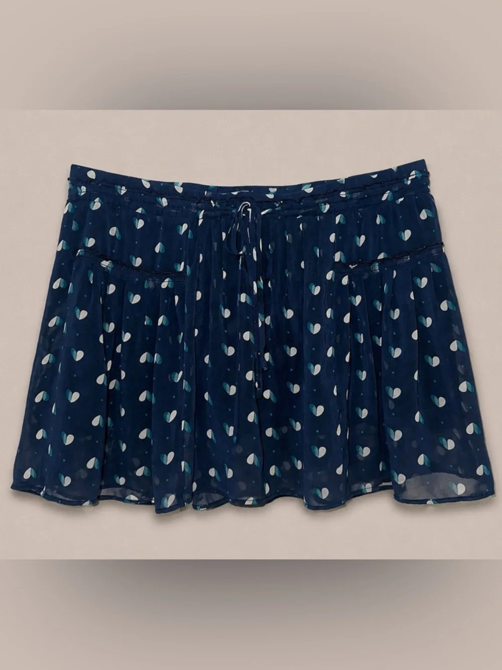 American Eagle Flowy Drawstring Skirt Navy Print Size Medium